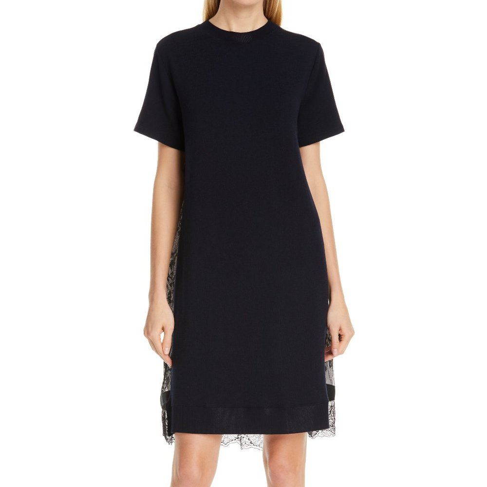Clu Womens Short Sleeve Knit Jersey Designer Dress Black NWT